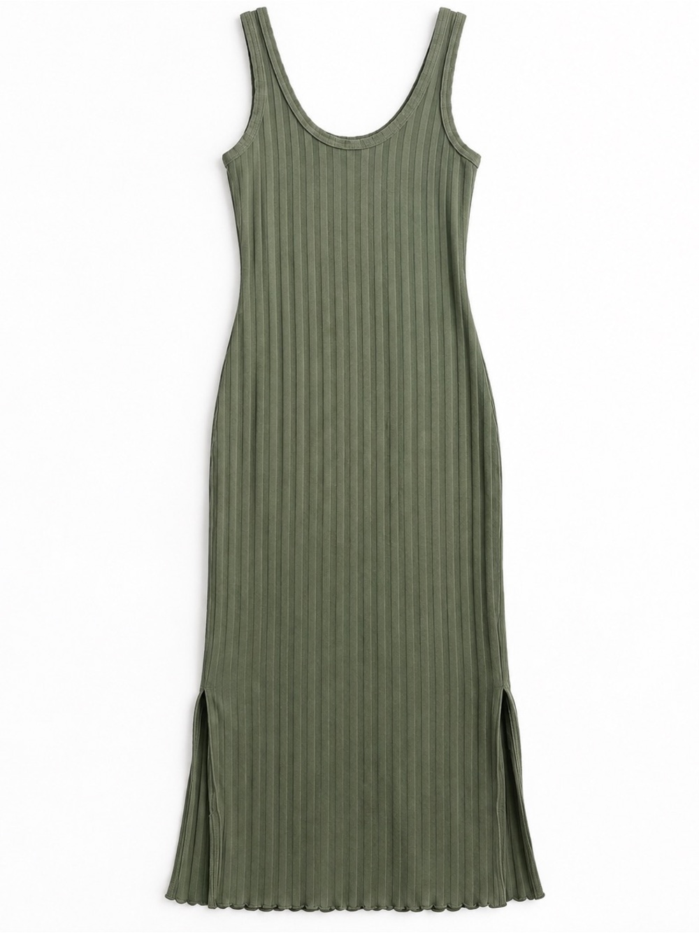OFFLINE by Aerie Olive Green Ribbed Maxi Tank Dress XS